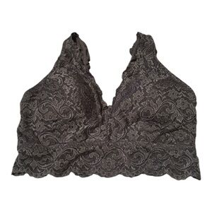 Elegant Gray Lace Bralette Size Extra Large (XL)